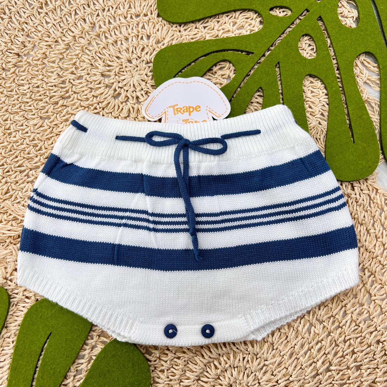 Tapa Fralda Linha Branco com Azul Jeans